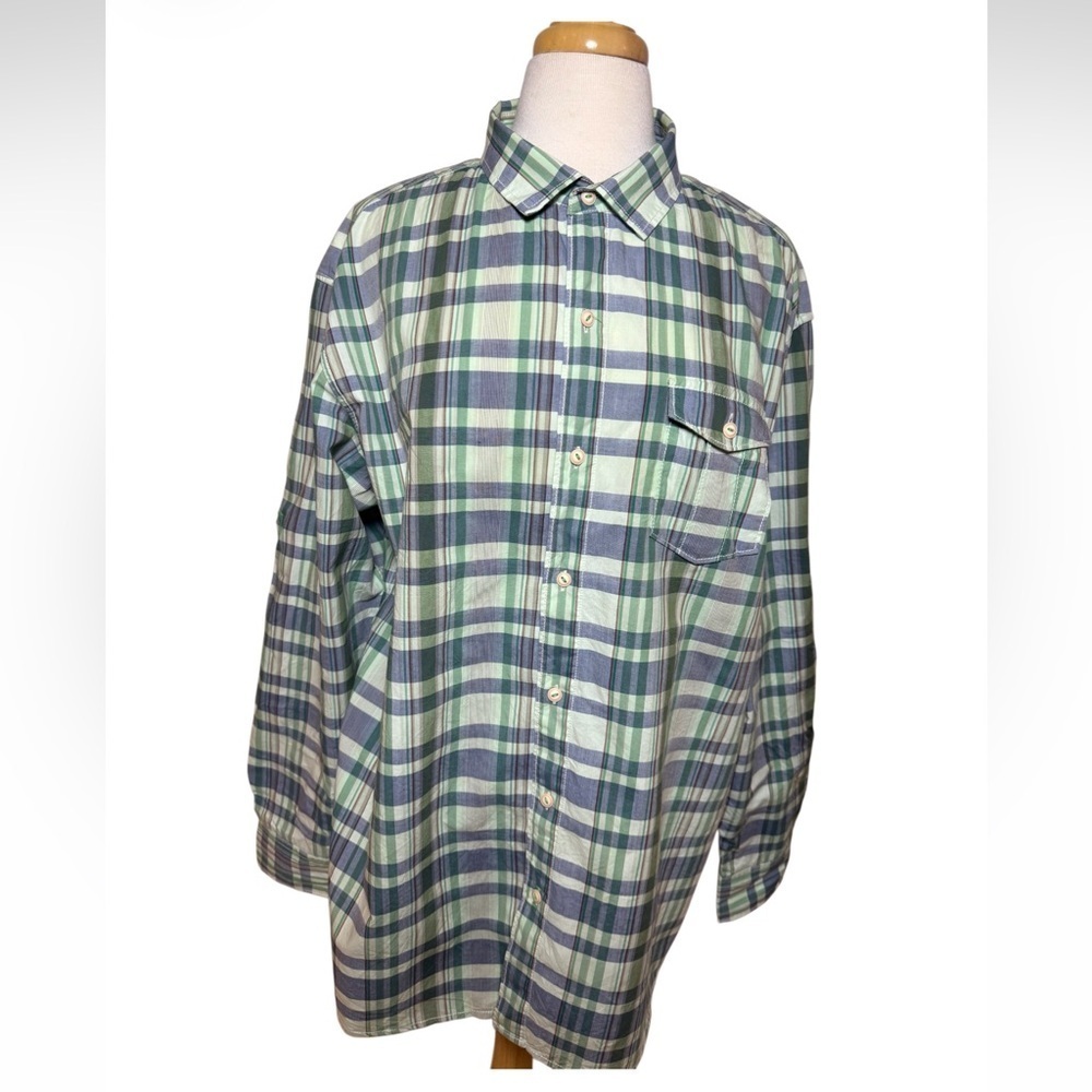 Tommy Bahama Blue and Green Plaid Button Down Shirt-Size XL/TG-Like new